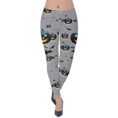 Black Pumpkin Gray Velvet Leggings