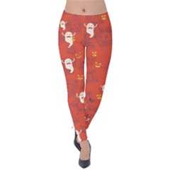 Orange Halloween Velvet Leggings