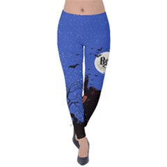 Dodgerblue Booo Bats Velvet Leggings