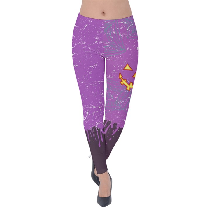 Pumpkin Face Light Purple Velvet Leggings