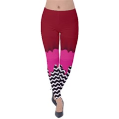 Red & Pink Bloods Dripping Velvet Leggings