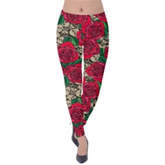 Red Roses Horror Velvet Leggings