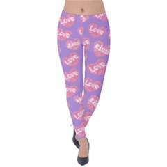 Amethyst Love Heart Velvet Leggings