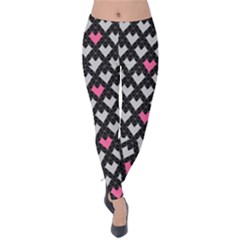 Black Geometric Heart Velvet Leggings