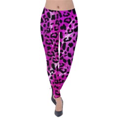 Purple Leopard Print Velvet Leggings