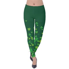 Shamrock Green St  Patricks Day Velvet Leggings