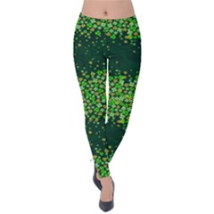 Alien Green Shamrock St  Patricks Velvet Leggings by CoolDesigns