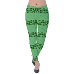 Light Forest Green Shamrock St  Patricks Velvet Leggings by CoolDesigns