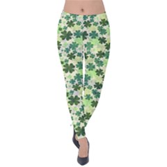 Fern Green Shamrock St  Patricks Velvet Leggings by CoolDesigns