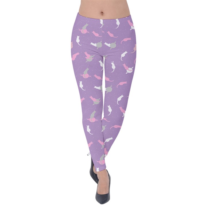 Lavender Space Cats & Kittens Velvet Leggings