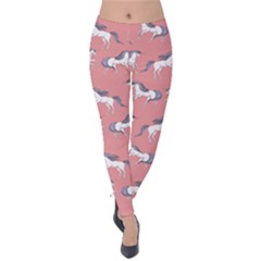 Coral Unicorn Velvet Leggings