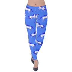 Sky Blue Unicorn Velvet Leggings