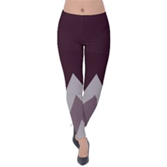 Claret With Grey Zigzags Velvet Leggings by CoolDesigns