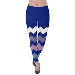 Royal Blue With Colorful Zigzags Velvet Leggings