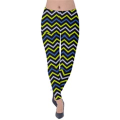 Yellow And Black Zig Zags Velvet Leggings