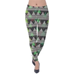  Dark Green Seamless Christmas Tree Velvet Leggings