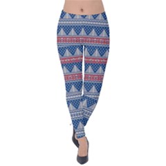  Blue Seamless Christmas Trees Velvet Leggings