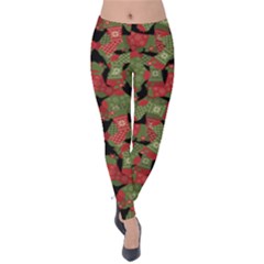 Black & Green Christmas Stockings Velvet Leggings