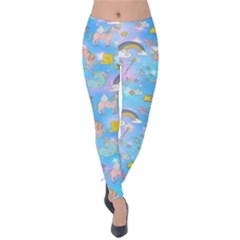 Colorful Cute Unicorn Designs Velvet Leggings