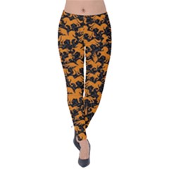 Orange Elegant Unicorns Velvet Leggings