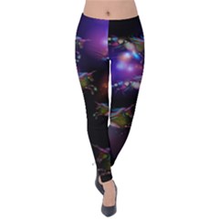 Purple Universe Jumping Unicorns Velvet Leggings