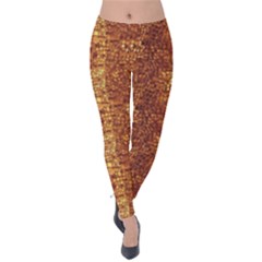 Brown Leather Animal Snake Reptile Crocodile Pattern Velvet Leggings