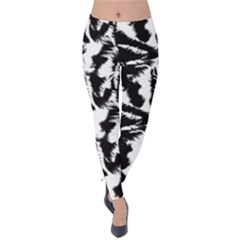 Black Snow Tiger Stripes In A Pattern Velvet Leggings