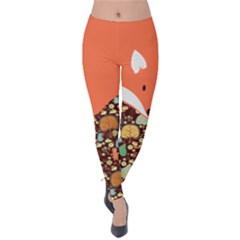 Tomato Orange Cute Fox Winter Fall Velvet Leggings by CoolDesigns