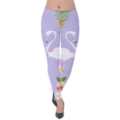 Hawaii Violet Flamingo Velvet Leggings