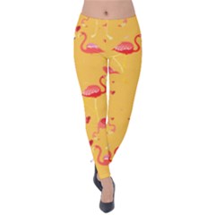 Goldenrod Flamingo Velvet Leggings by CoolDesigns