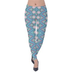 Aqua Aztec Zigzag Velvet Leggings