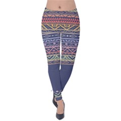 Dark Slate Blue Classic Aztec Velvet Leggings