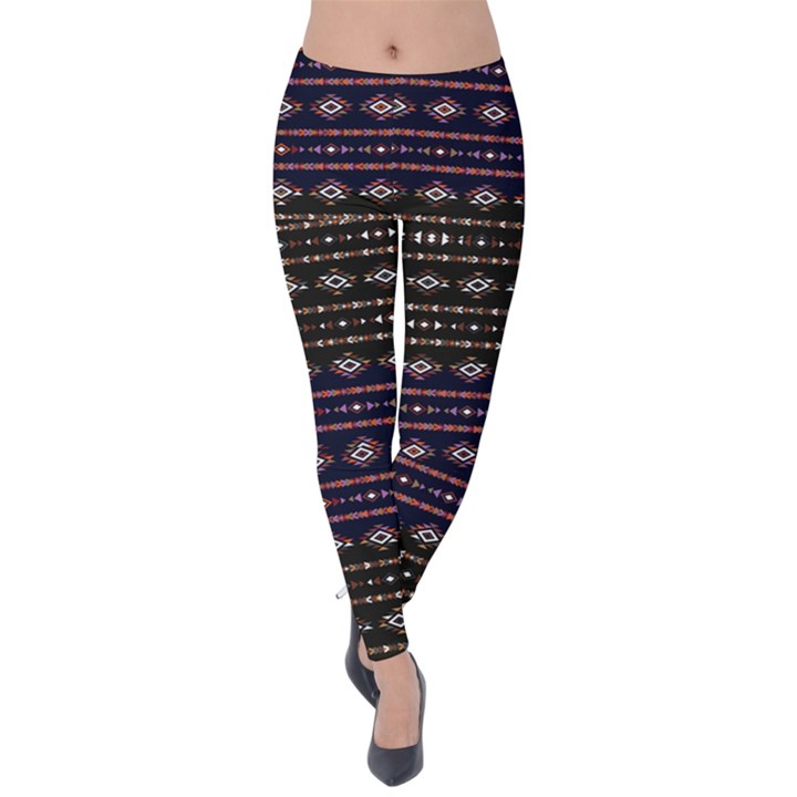 Dark Purple Classic Aztec Velvet Leggings