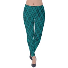 Turquoise Argyle Graphic Print Velvet Leggings