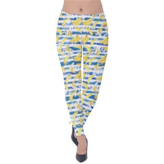 Yellow & Blue Banana Summer Velvet Leggings