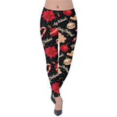 Red Candy Can Christmas Velvet Leggings