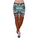 Green & Red Ikat Merry Christmas Velvet Leggings View1