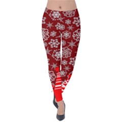 Maroon & Red Christmas Ornaments & Trees Velvet Leggings