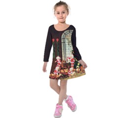 Brown Elegant That s Christmas Decorations Kids Long Sleeve Velvet Dress