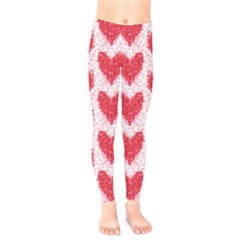 Red & White Snowy Heart Design Kids  Legging by CoolDesigns