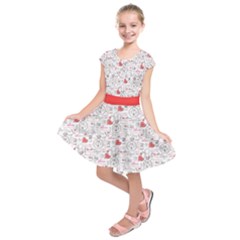 Gray & Salmon Diamond Ring & Hearts Pattern Kids  Short Sleeve Dress by CoolDesigns