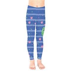 Blue Inlove Couple With Hearts Toddler Kids Leggings by CoolDesigns