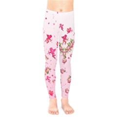 Pink Florals Flows & Cupid Angels Toddler Kids Leggings by CoolDesigns