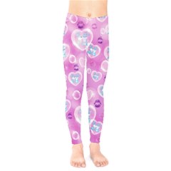 Violet Heart Bubble With Bunny Toddler Kids Leggings by CoolDesigns