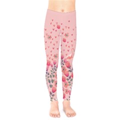 Pink Flamingo With Love Florals Toddler Kids Leggings by CoolDesigns