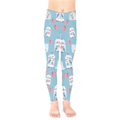 Powder Blue Love Letter With Birds & Cage Toddler Kids Leggings by CoolDesigns