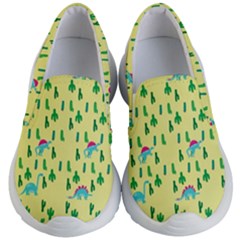 Yellow Cactus Dinosaur Seamless Patterns Kid s Lightweight Slip Ons by CoolDesigns