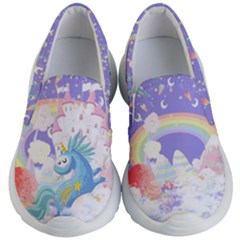 Light Purple Unicorn Rainbow Prints Kids Kid s Lightweight Slip Ons by CoolDesigns