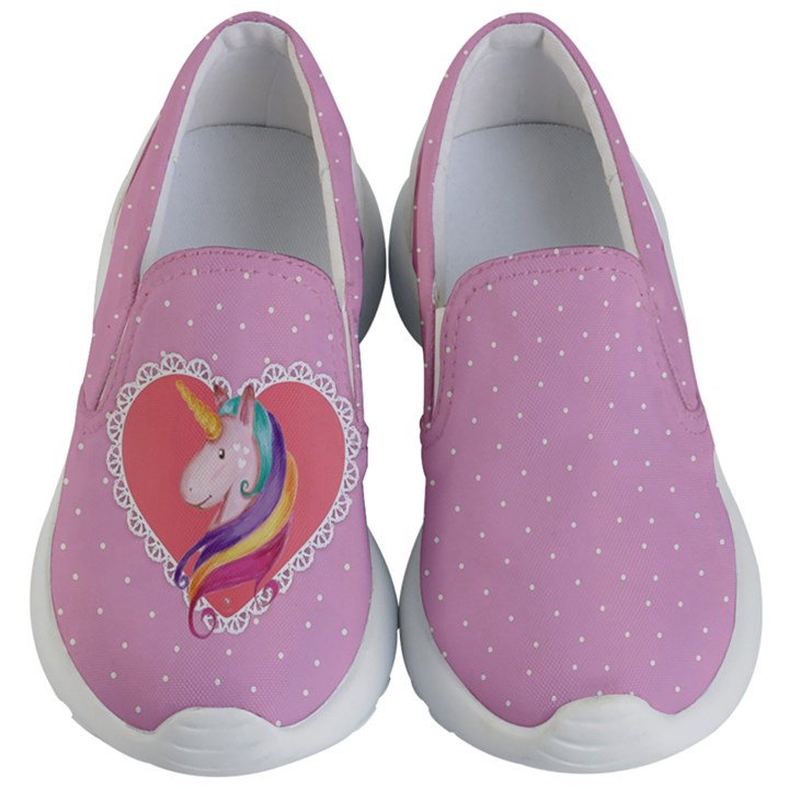 Plum Unicorn & Rainbow Pattern Kids Kid s Lightweight Slip Ons