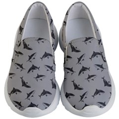 Light Gray Sharks Pattern Kid s Lightweight Slip Ons by CoolDesigns